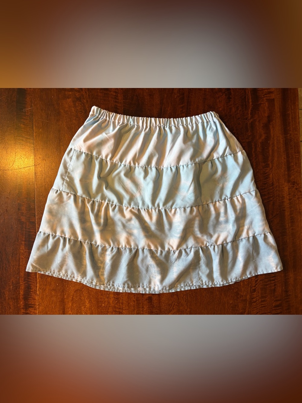 Handmade Light Blue Shibori Japanese Tie Dye Tiered Women's Skirt Size Small